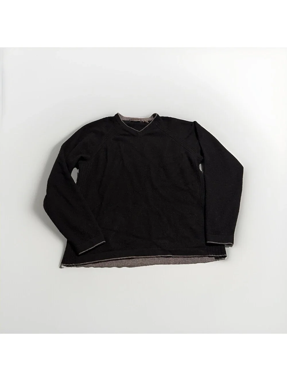 Giasone Mens Black Cashmere Classic Knit V-Neck Pullover Sweater Size XL